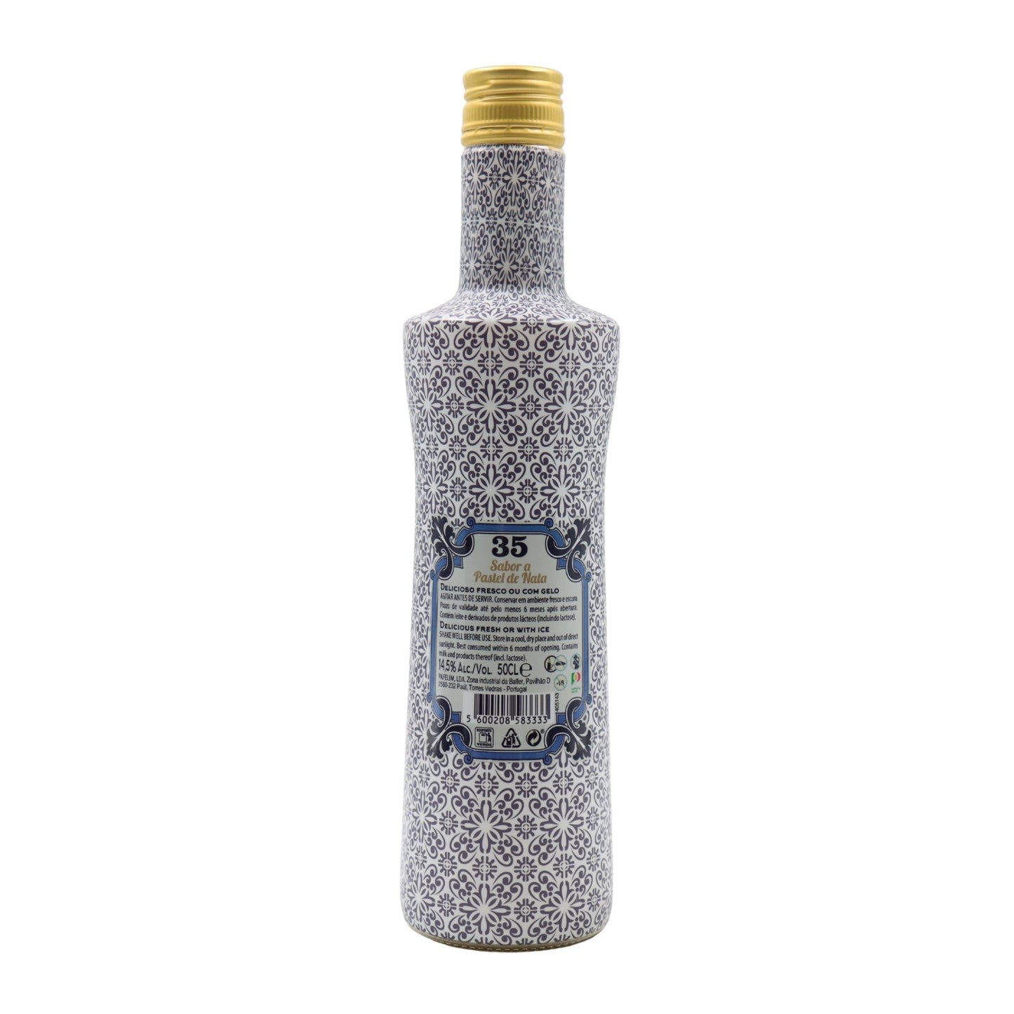 Licor 35 Licor de Pastel de Nata Garrafa Azulejo