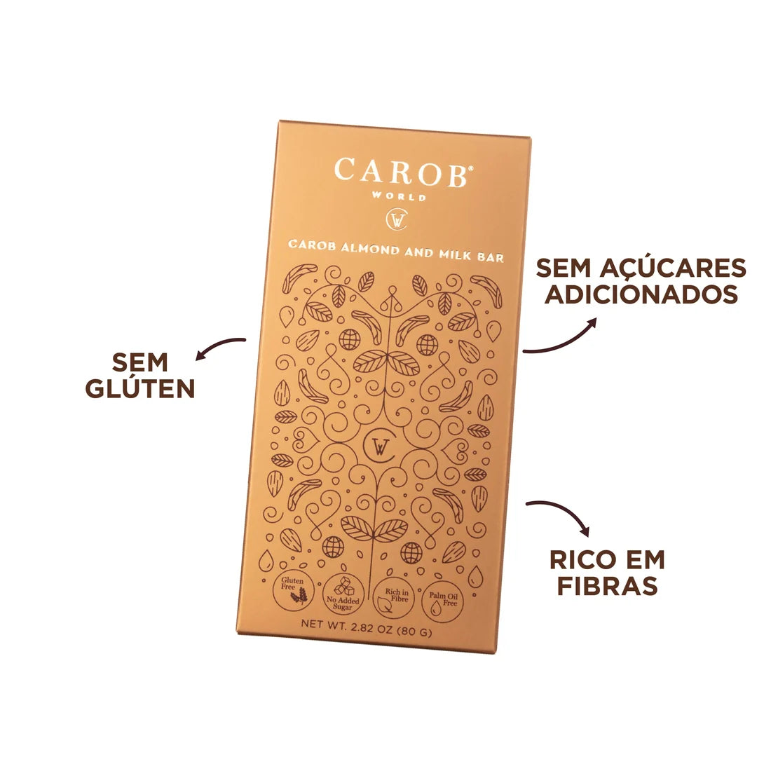 Tablete de Alfarroba, Amêndoa e Leite (80g)