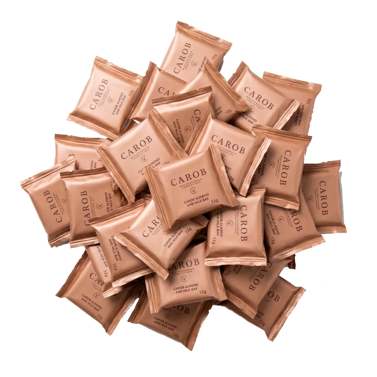 Mini Tabletes de Alfarroba, Amêndoa e Leite (Pack 60 x 12g)