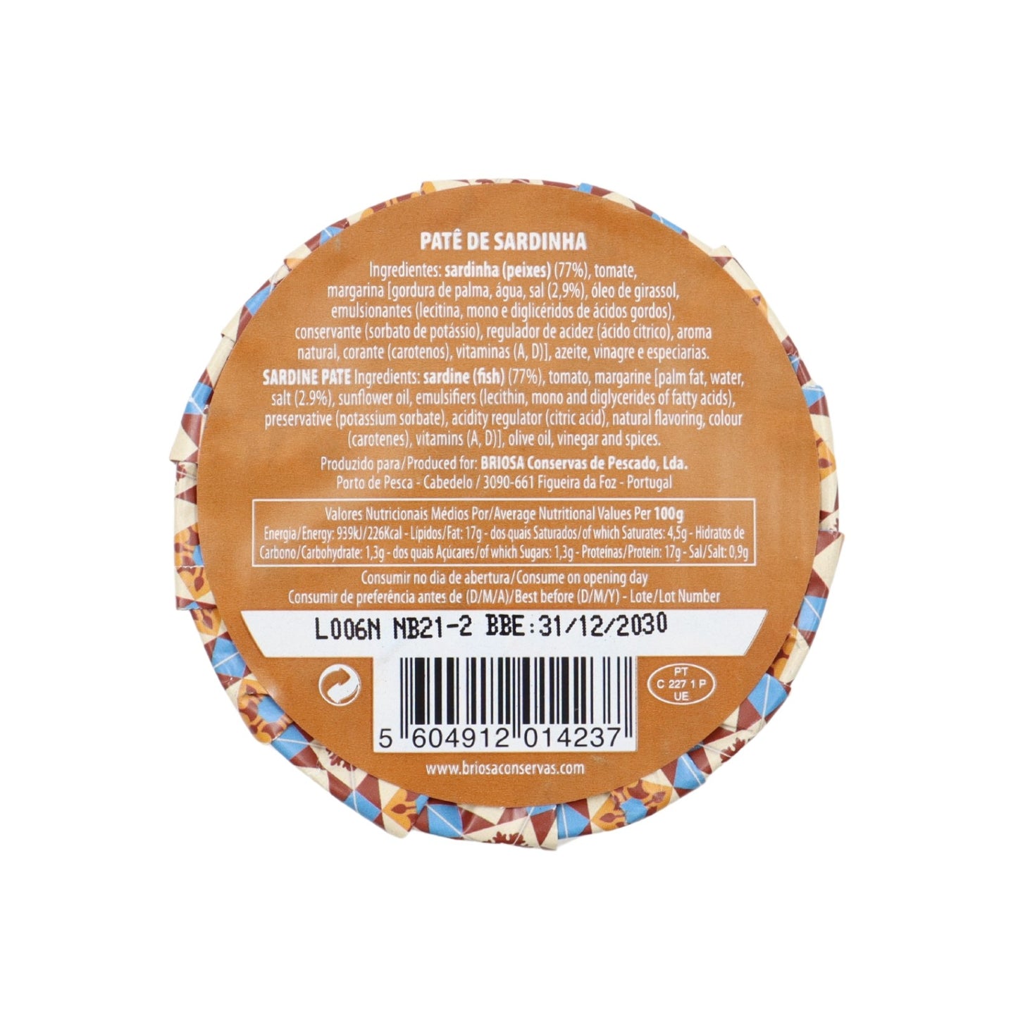 Briosa Gourmet Paté de Sardinha