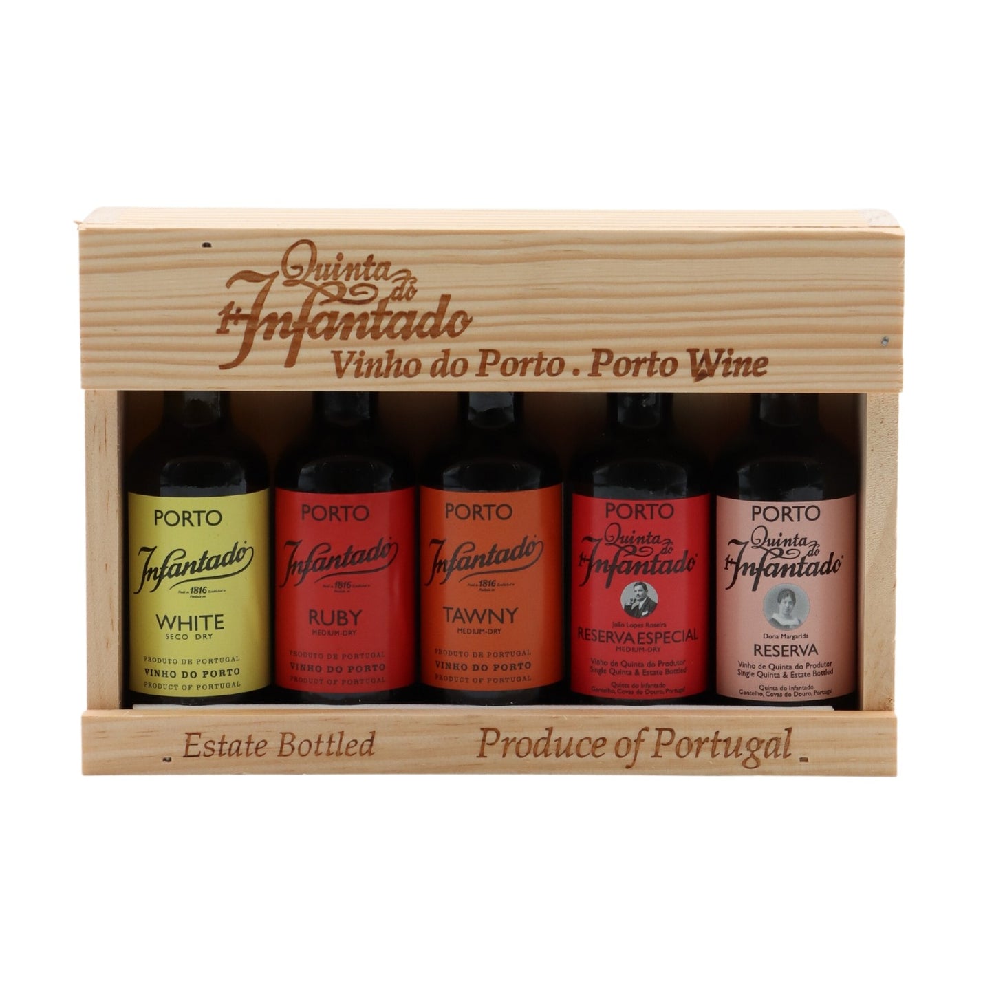 Quinta do Infantado 5 Port wines in wooden box